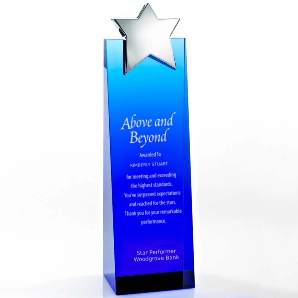 View larger image of Trophy - Blue Crystalline Tower - Star